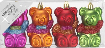 Produktbild von Christbaumschmuck Teddybären 8cm Kunststoff 4er Set - Mille Fiori