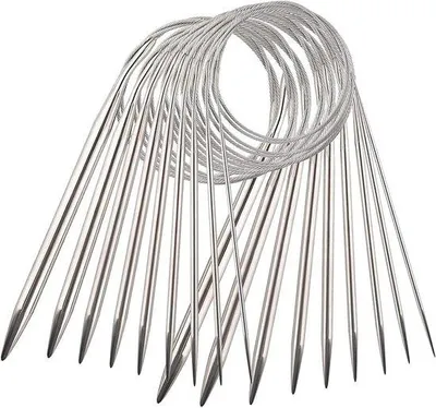 Productafbeelding van Professionele stalen breinaalden sets voor het breien - Set van 9 naalden (2,5 mm / 3,5 mm / 4,5 mm / 5,5 mm / 6 mm / 7 mm / 8 mm / 9 mm / 10 mm) - 80 cm lang