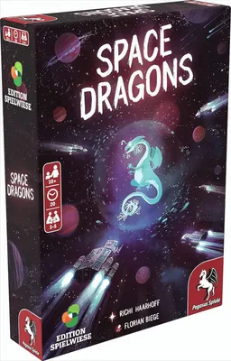 A box of the board game Space Dragons, showing the game's artwork and title.