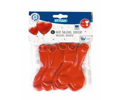 Produktbild von Stylex 14760, Spielzeugballon, Rot, Herz (Form), 6 Stück(e), Europa