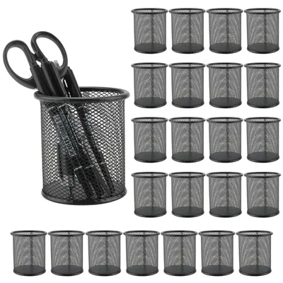 Produktbild von Metall Stifthalter - Schwarzes Mesh - Schreibtisch Organizer - Bleistifthalter - 24 Stück - Einfache Pflege - Stiftebecher