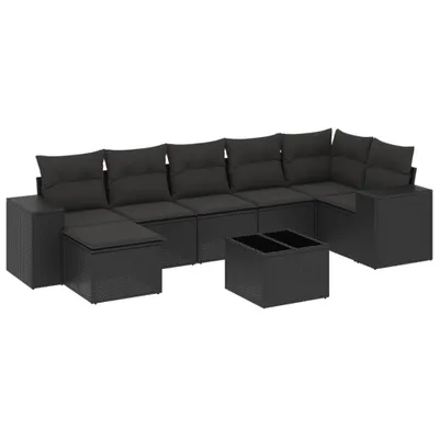 Produktbild von vidaXL 8-tlg. Garten-Sofagarnitur mit Kissen Schwarz Poly Rattan