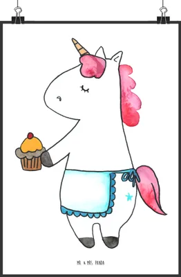 Produktbild von Mr. & Mrs. Panda Bild Einhorn Muffin DIN A1 - Weiß - Geschenk, Liebesgrüße, Wanddekoration, Kekse, Unicorn, Wandbild, Geburtstag, drucke, Geburtstagsgrüße, wanddeko