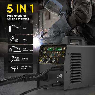 Produktbild von Elektroden-Schweißgerät 4-in-1 - Synergisches Inverter-Schweißgerät - 200A - Schwarz