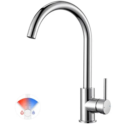 Produktbild von CECIPA MAX Küchenarmatur aus Edelstahl, Keramikventileinsatz, einhändige 360-Grad-Drehung, Warm- und Kaltwasser, 40 % Wasserersparnis，Chrom