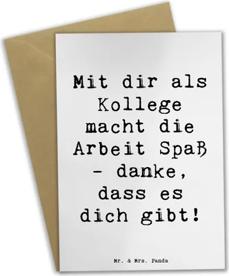 Produktbild von Mr. & Mrs. Panda Glückwunschkarte Spruch Kollege Freude - Weiß - Geschenk, glückwunschkarten, personalisiert, Arbeitswelt, Danke sagen, osterkarten, Aufmerksamkeit