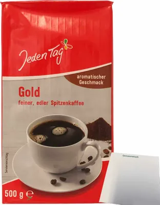 Produktbild von Jeden Tag Kaffee Gold edler Spitzenkaffee gemahlen aromatischer Geschmack (500g Packung) + usy Block