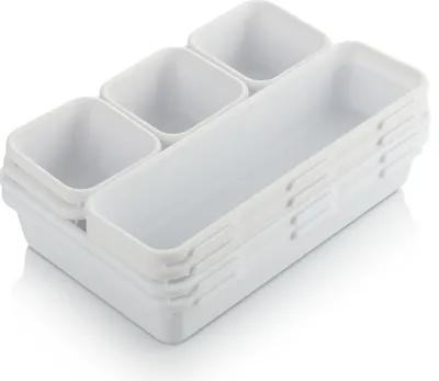 Produktbild von com-four® 8-teiliges Set Aufbewahrungsboxen - Schubladen-Organizer in 3 Größen - Aufbewahrungsbox für Schublade, Regal und Schrank