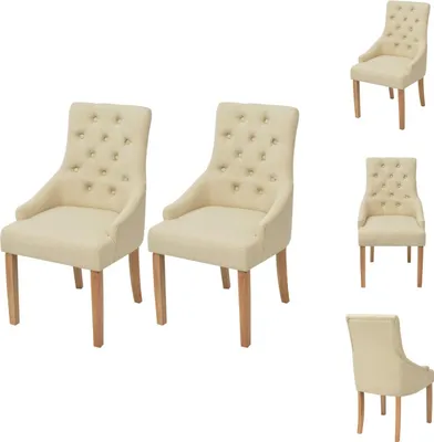 Produktbild von vidaXL Esszimmerstühle 2 Stk. Creme Stoff -  Esszimmerstühle