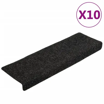 Obrázok produktu pre vidaXL Samolepiace rohože 10 ks 65x21x4 cm Čierna Obdĺžnikový okraj
