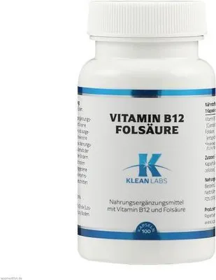 Obrázek produktu pro Vitamin B12 + kyselina listová Klean Labs Kapsle 100 kapslí
