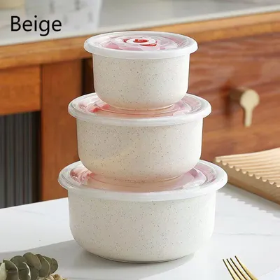 Produktbild von 6 er Set Mikrowellengeschirr mit Ventil und Deckel, kühl und heiß BEIGE