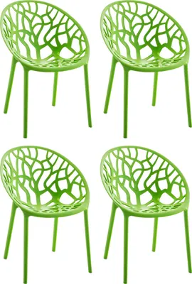Produktbild von CLP 4er Set Gartenstuhl Hope, Modernes Design, Wetterfest, Stapelbar, Mit Armlehnen grün