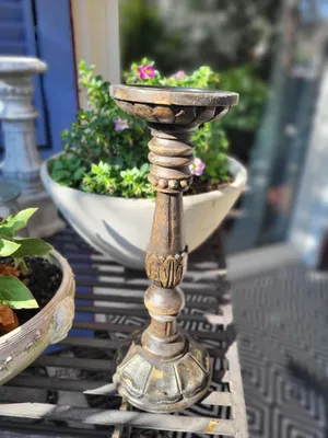 Productafbeelding van Houten kandelaar, zwart-goud, 30 cm