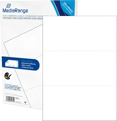 Immagine prodotto di Etichette MediaRange 210x99mm 150 pz. adesivo forte bianco