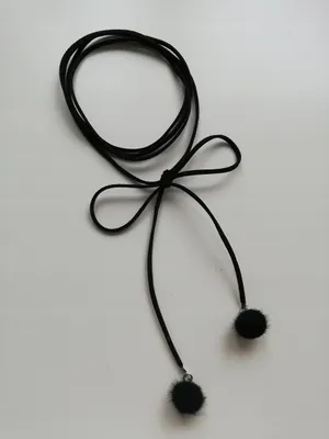 Produktbild von SCHWARZES HALSBAND Bogenschnur SPITZENPOMPOM