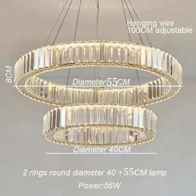 Obrázok produktu pre Luster, elegantný dizajn, nastaviteľné možnosti stmievania, 2 okruhy, RC stmievanie