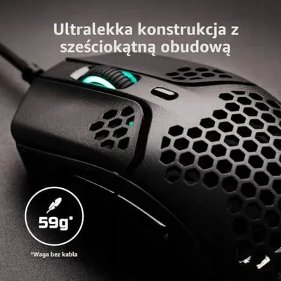 Zdjęcie produktu dla Mysz gamingowa hyperx pulsefire haste czarna czerwona lekka dla gracza