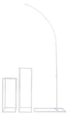 Produktbild von Ballonbogen und 2 Blumenständer - Hintergrundständer Backdrop - Metallrahmen - 60×20×200 cm - Für Hochzeit und Party - Weiß