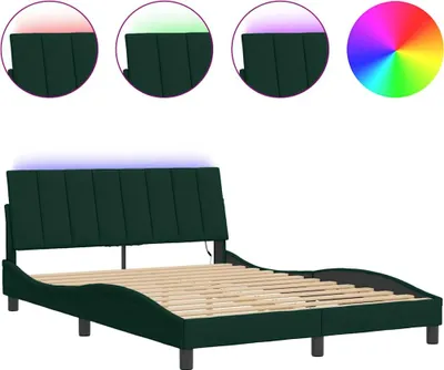Immagine prodotto di Struttura letto con luci LED verde scuro 120x200 cm in velluto