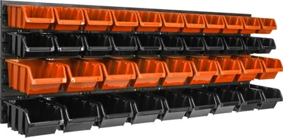 Produktbild von 40 stck. Box Lagersystem Wandregal 115 x 39cm Stapelboxen Schüttenregal Sichtlagerkästen Extra Starke Wandplatten Regal Erweiterbar Werkstattregal Lagerregal Werkstattwandregal Steckregal