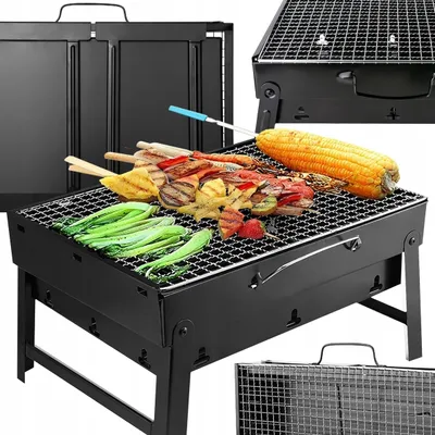 Produktbild von Holzkohlegrill Picknickgrill Edelstahl Kleiner Grill Portable Campinggrill Abnehmbare BBQ Grills für Outdoor Garten Party