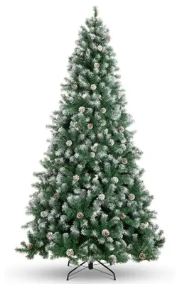 Produktbild von Künstlicher Weihnachtsbaum, beschneit, 185 cm (6 Fuß) Höhe, dicht belaubt mit Tannenzapfen, beschneite Spitzen – Montage mit Gelenken, Metallfuß