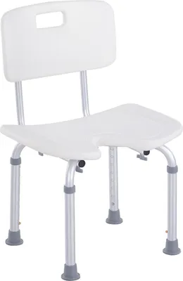 Image de HOMCOM Tabouret de douche Chaise de douche ergonomique hauteur réglable pieds antidérapants charge max. 136 Kg alu HDPE blanc