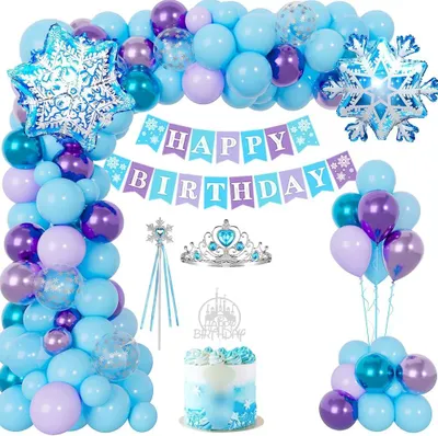 Imagen del producto de Decoración para cumpleaños de niñas, color azul y morado, set para fiesta de princesas
