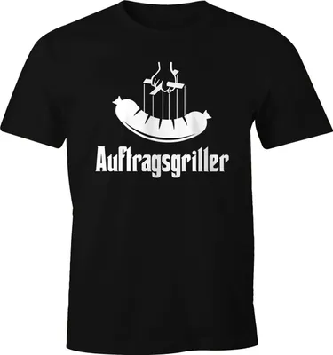 Produktbild von Herren T-Shirt Auftragsgriller Wurst Bratwurst Grillfather Fun-Shirt lustig Moonworks® schwarz S