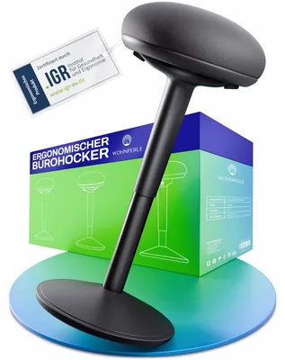 Zdjęcie produktu dla Stołek ergonomiczny - Regulowana wysokość - Czarny - Biuro i biurko
