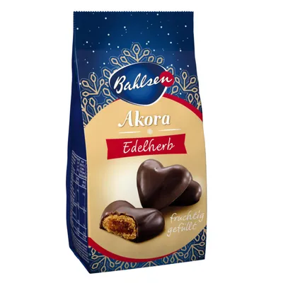 Produktbild von Bahlsen Akora Edelherb perníková srdce s ovocnou náplní 150g