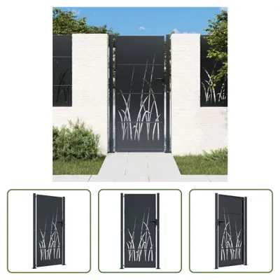 Produktbild von The Living Store Gartentor Anthrazit 105x180 cm Stahl Gras-Design