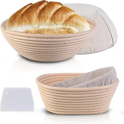 Produktbild von Rundes und ovales Brotbackzubehör, Brotform, Backmatten, Kunststoffschaber