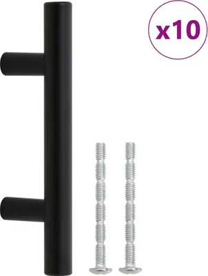 Produktbild von vidaXL Möbelgriffe 10 Stk. Schwarz 64 mm Edelstahl