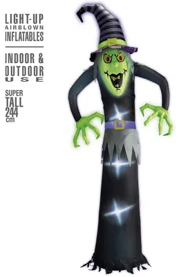 Aufblasbare leuchtende Hexe, 244 cm, Halloween-Deko
