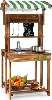Immagine prodotto di Cucina giocattolo in legno per esterni con lavello e lavagna