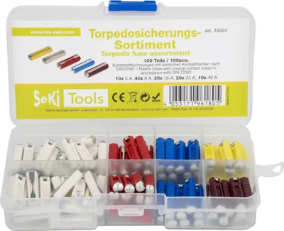 Produktbild von SeKi 100-teiliges Torpedosicherungs-Sortiment; 10x5A, 40x8A, 20x16A, 20x25A, 10x