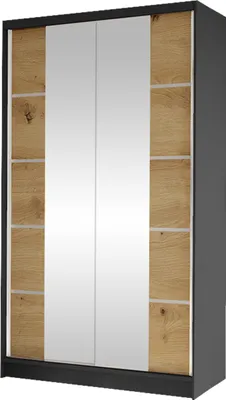 Produktbild von MIRJAN24 Schiebetürenschrank Diego V, Kleiderschrank, Stilvoll Schlafzimmer Garderobenschrank (Farbe: Schwarz / Artisan Eiche)