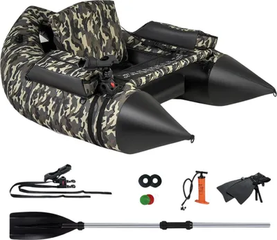 Produktbild von Aufblasbares Schlauchboot mit Flossen & Fischlineal & Rutenhalter Angelboot Camouflage