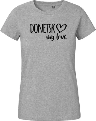 Produktbild von Huuraa Damen T-Shirt Donetsk my love XS Sport Grey Bio Baumwolle Fairtrade Damenshirt Geschenkidee