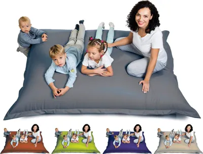 Produktbild von sunnypillow XXL Sitzsack Sitzkissen aus Kunstleder Outdoor & Indoor 180 x 145 cm mit 380L Styropor Füllung Sessel für Kinder & Erwachsene Sofa Beanbag viele Farben und Größen zur Auswahl Grau