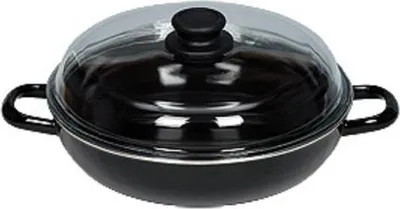 Produktbild von Riess Classic Black Saute PAN 0058-22 Sauteuse inkl. Deckel, emailliert, 28 cm Durchmesser, Induktionsherd-geeignet