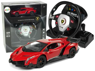 Zdjęcie produktu dla Zdalnie sterowane światła dźwiękowe na kierownicę Lamborghini Veneno Red 2.4 G Pilot