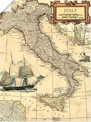 Produktbild von ARTland Poster Italienkarte Größe: 60x80 cm