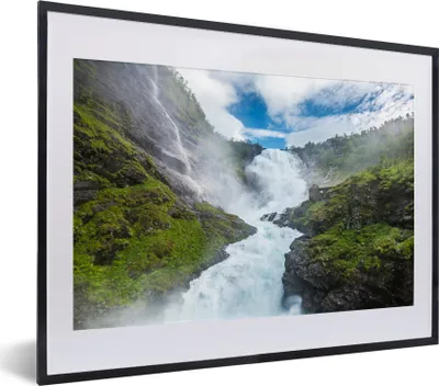 Produktbild von MuchoWow® MuchoWow® Gerahmtes Poster Wasserfall Kjosfossen Foto 40x30 cm - Poster mit zchwarzem Bilderrahmen - Bilderrahmen - Poster im Rahmen