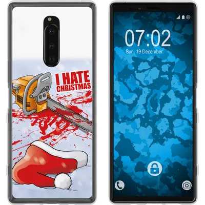Produktbild von PhoneNatic Case kompatibel mit Sony Xperia 1 Silikon-Hülle X Mas Weihnachten Hate X-Mas M8