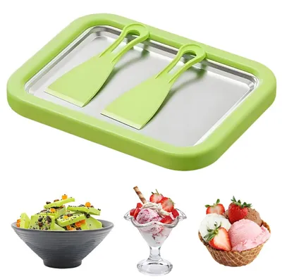 Eisroller-Pfanne mit 2 Spateln, DIY-Eismaschine, 23x17,5 cm