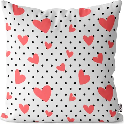 Produktbild von VOID Herzen Punkte Schwarz Weiss Kissenbezug Kissenhülle Sofakissen Kissen Deko Outdoor-Kissen Dekokissen