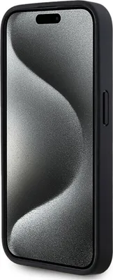 Produktbild von Karl Lagerfeld KLHMP15LPKHPORPK iPhone 15 Pro 6,1" Hardcase schwarz/schwarz Leder Monogramm Metall Logo MagSafe Schutzhülle